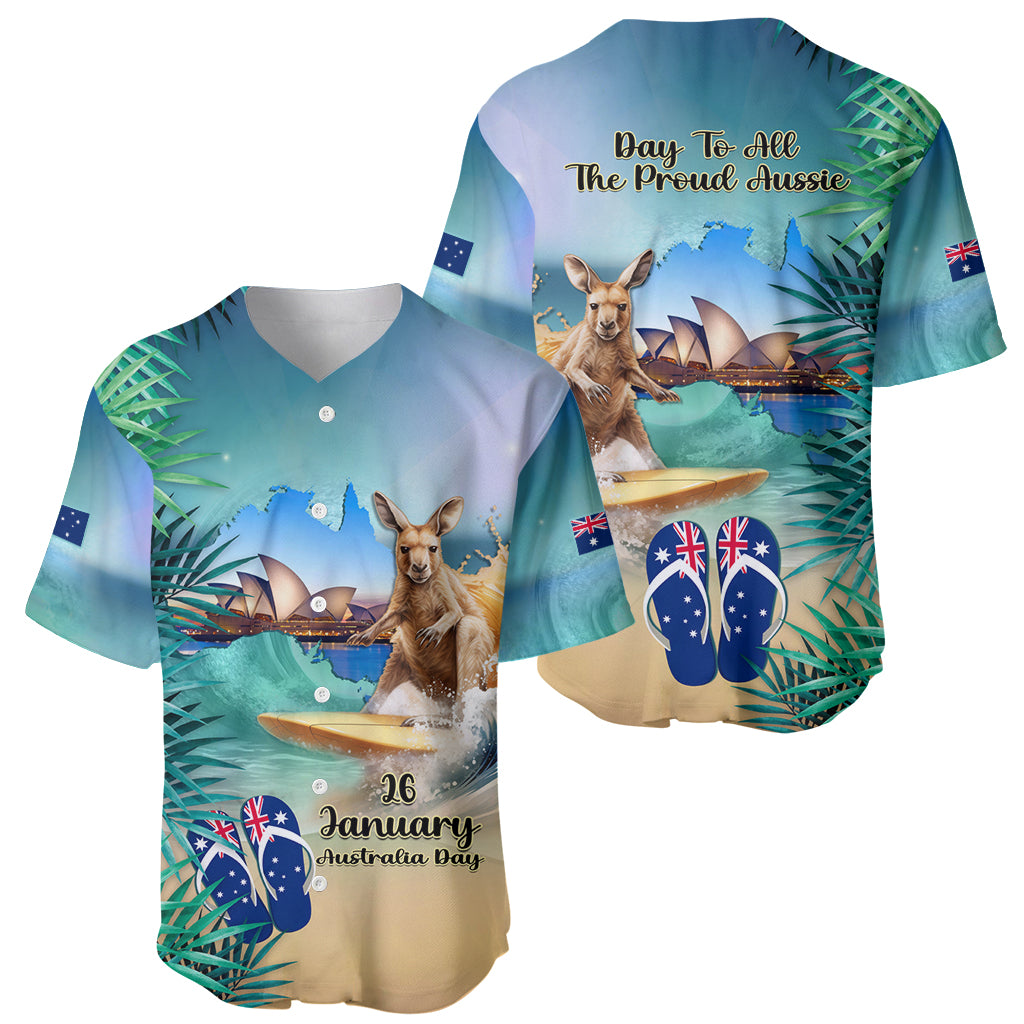 Australia Day 2024 Baseball Jersey Kangaroo Go Surfing Aussie Map Tropical Style - Vibe Hoodie Shop