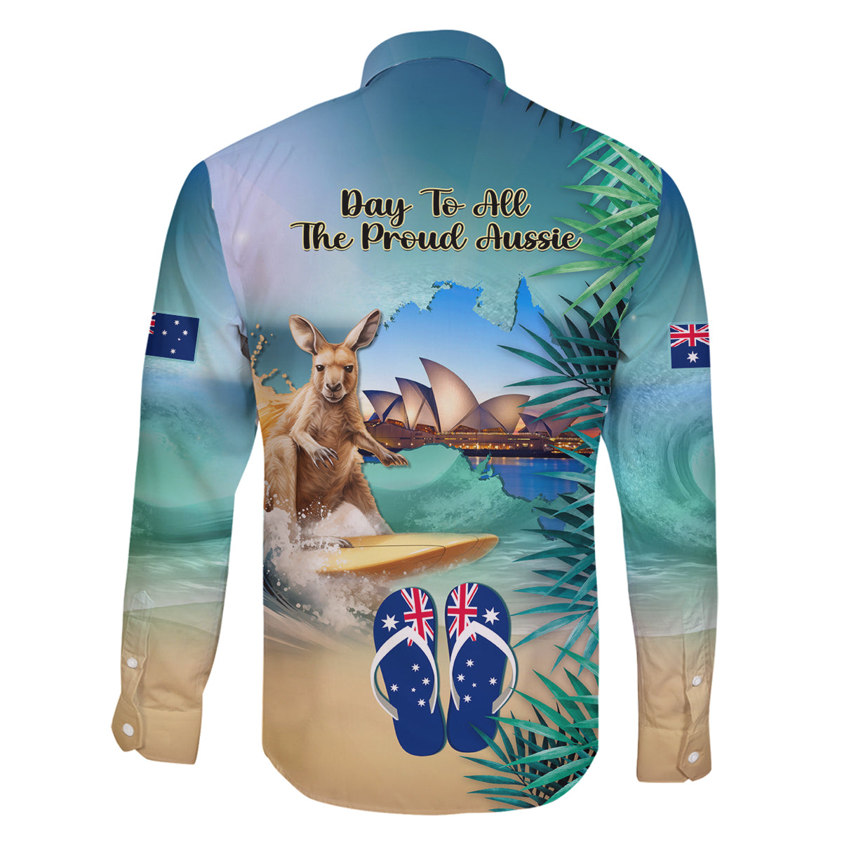 Australia Day 2024 Family Matching Long Sleeve Bodycon Dress and Hawaiian Shirt Kangaroo Go Surfing Aussie Map Tropical Style