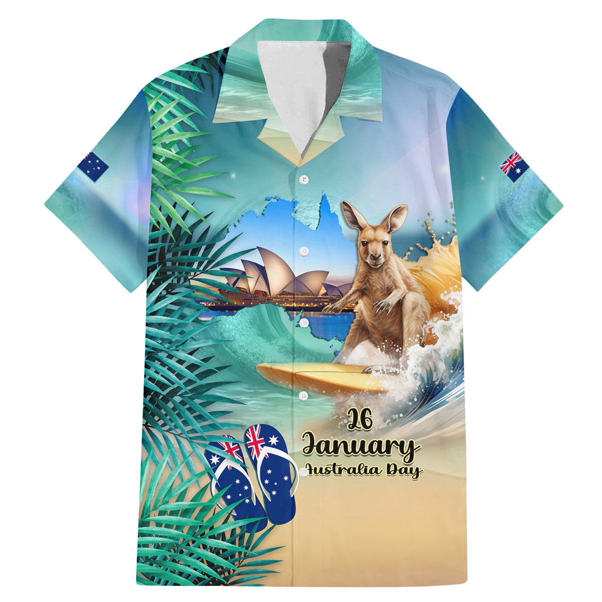 Australia Day 2024 Family Matching Mermaid Dress and Hawaiian Shirt Kangaroo Go Surfing Aussie Map Tropical Style