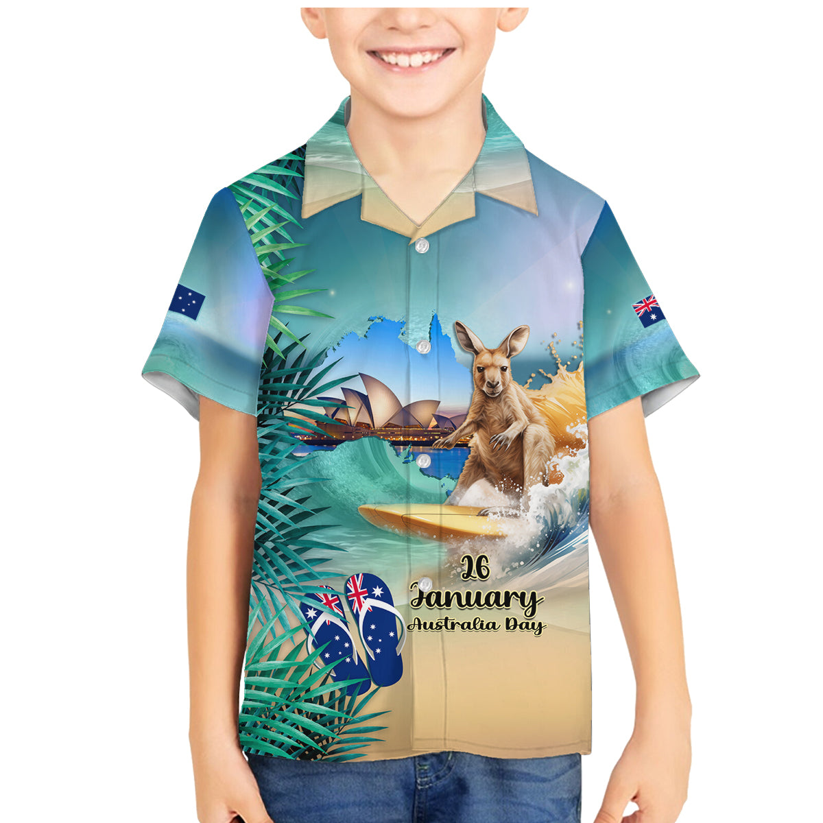 Australia Day 2024 Family Matching Mermaid Dress and Hawaiian Shirt Kangaroo Go Surfing Aussie Map Tropical Style