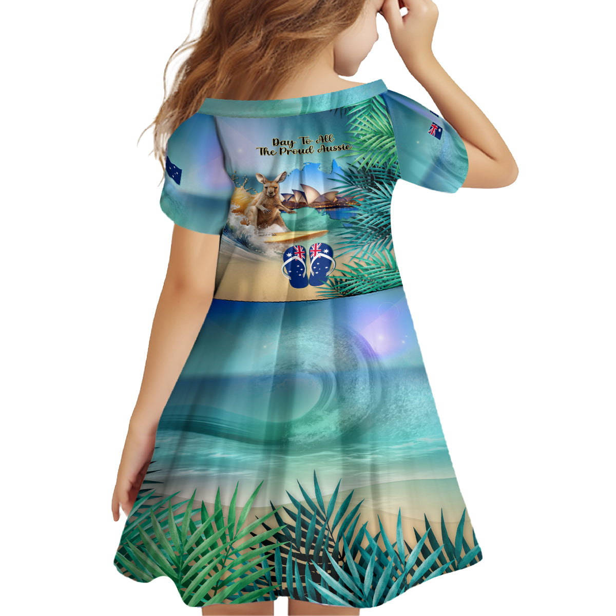 Australia Day 2024 Family Matching Off Shoulder Long Sleeve Dress and Hawaiian Shirt Kangaroo Go Surfing Aussie Map Tropical Style