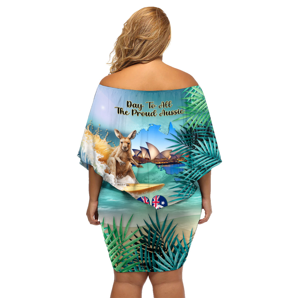 Australia Day 2024 Family Matching Off Shoulder Short Dress and Hawaiian Shirt Kangaroo Go Surfing Aussie Map Tropical Style