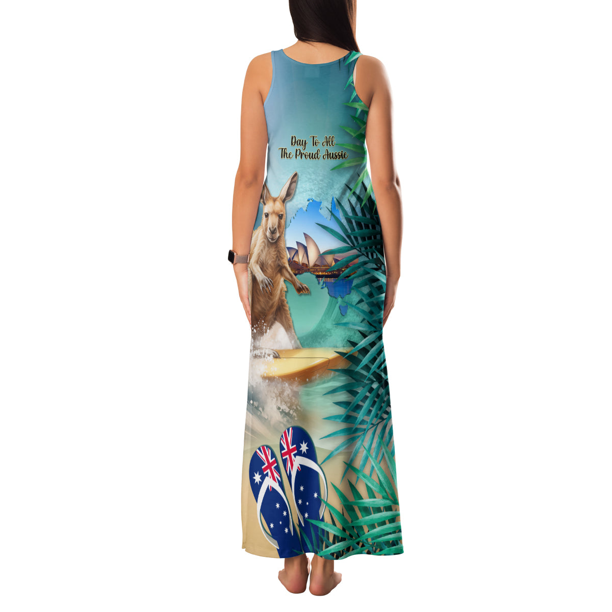 Australia Day 2024 Family Matching Tank Maxi Dress and Hawaiian Shirt Kangaroo Go Surfing Aussie Map Tropical Style