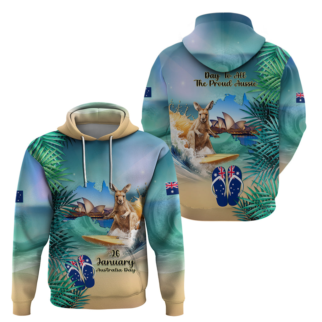 Australia Day 2024 Hoodie Kangaroo Go Surfing Aussie Map Tropical Style - Vibe Hoodie Shop