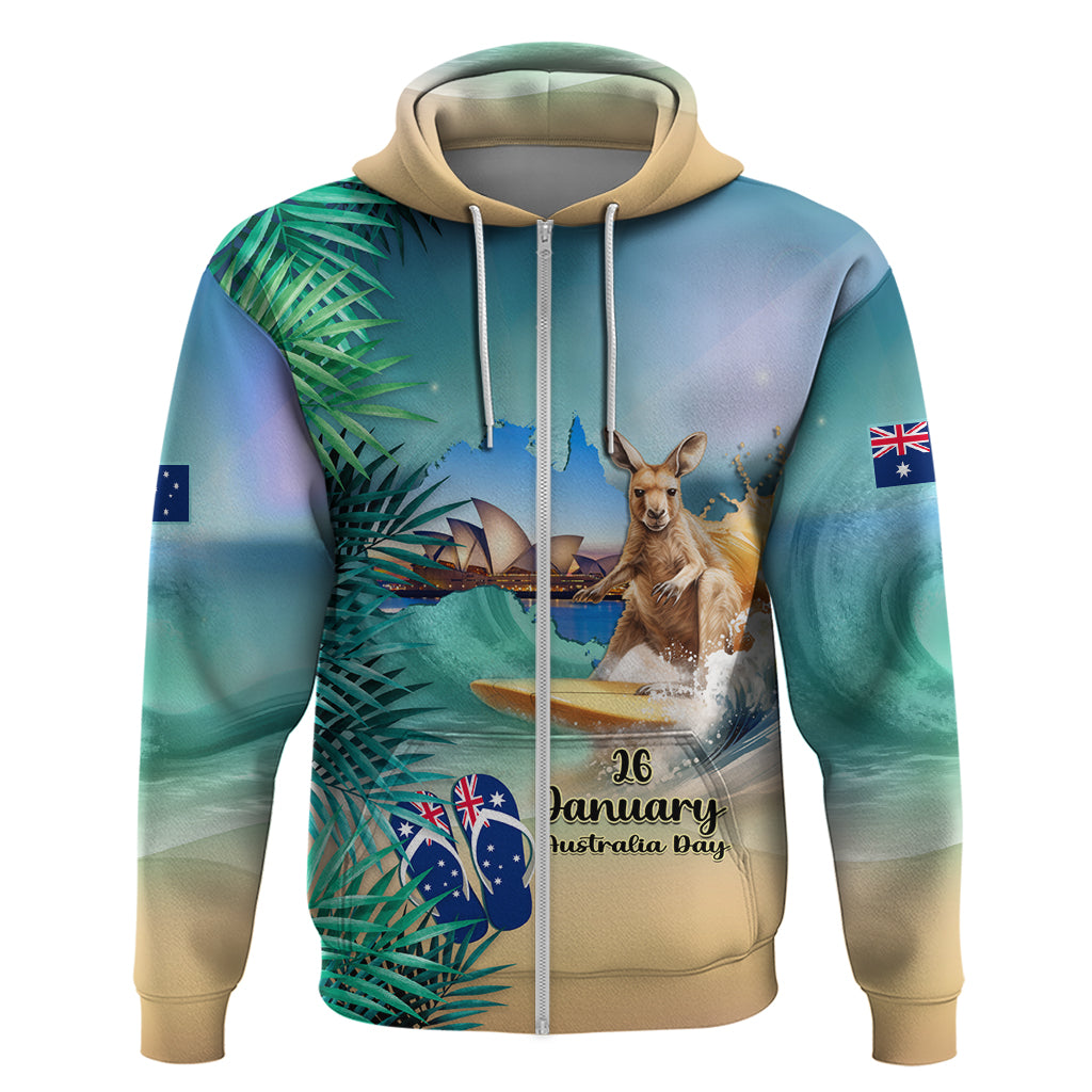 Australia Day 2024 Hoodie Kangaroo Go Surfing Aussie Map Tropical Style - Vibe Hoodie Shop