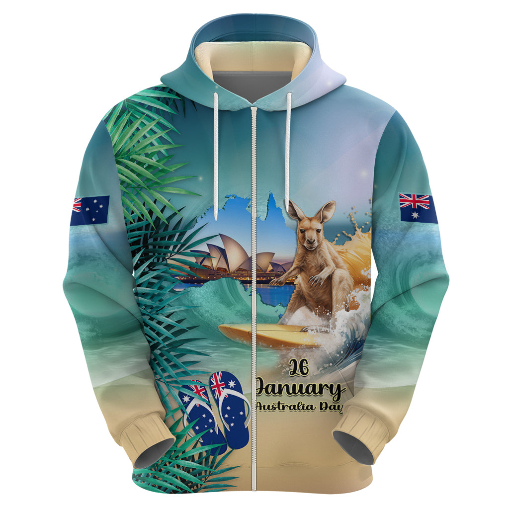 Australia Day 2024 Hoodie Kangaroo Go Surfing Aussie Map Tropical Style - Vibe Hoodie Shop