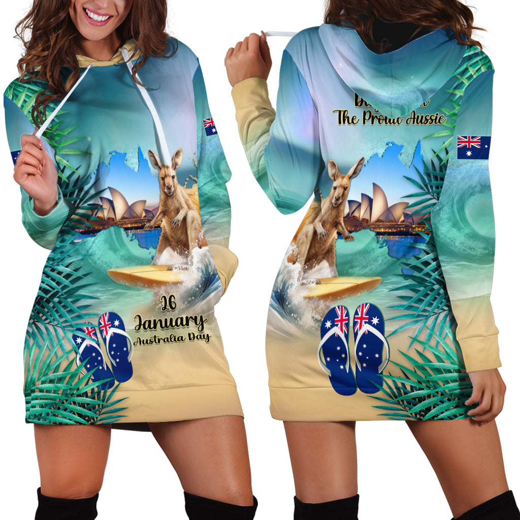 Australia Day 2024 Hoodie Dress Kangaroo Go Surfing Aussie Map Tropical Style - Vibe Hoodie Shop