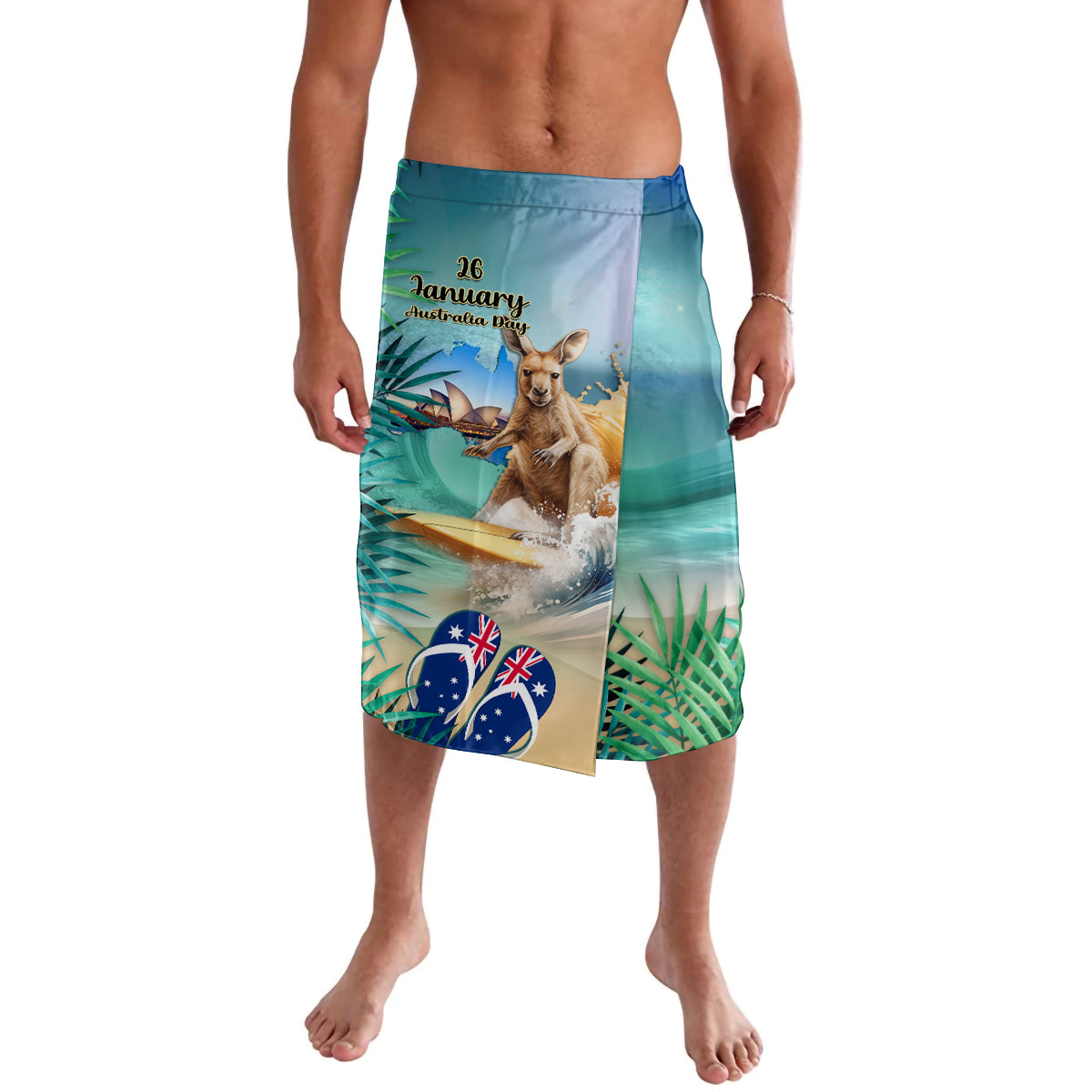 Australia Day 2024 Lavalava Kangaroo Go Surfing Aussie Map Tropical Style