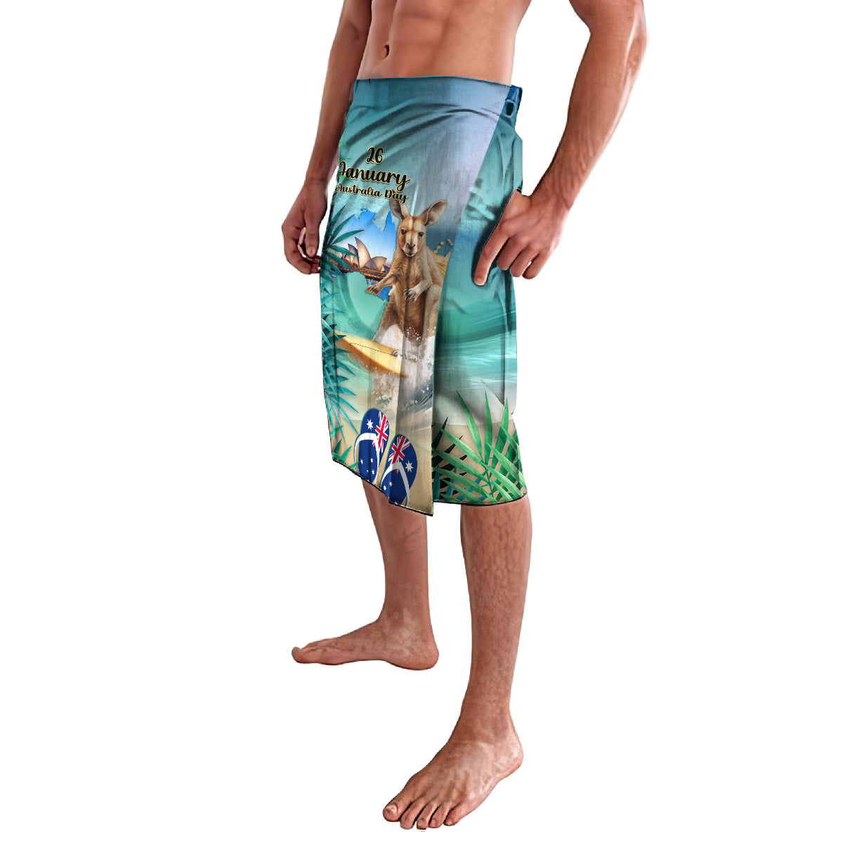 Australia Day 2024 Lavalava Kangaroo Go Surfing Aussie Map Tropical Style