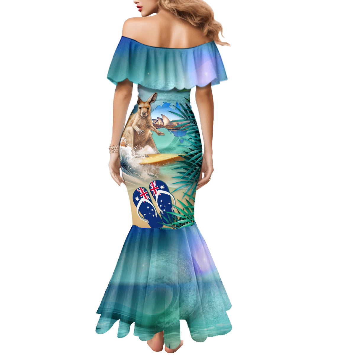 Australia Day 2024 Mermaid Dress Kangaroo Go Surfing Aussie Map Tropical Style