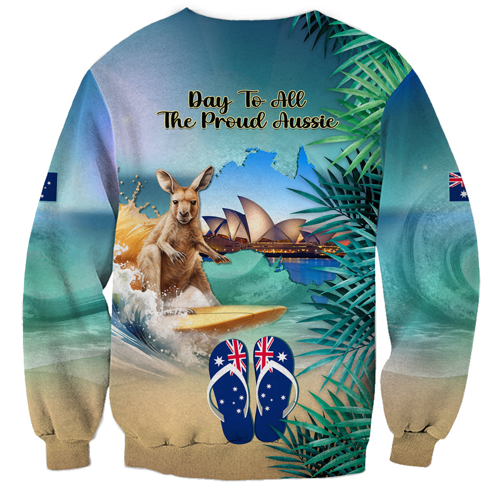 Australia Day 2024 Sweatshirt Kangaroo Go Surfing Aussie Map Tropical Style - Vibe Hoodie Shop