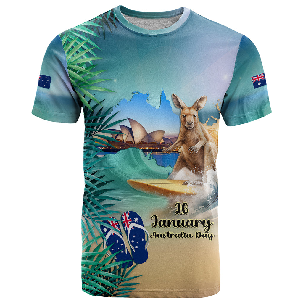 Australia Day 2024 T Shirt Kangaroo Go Surfing Aussie Map Tropical Style - Vibe Hoodie Shop