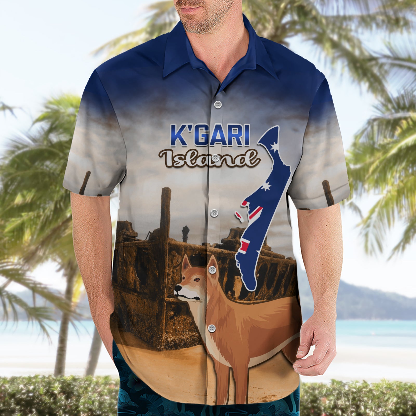 Australia Fraser Island Hawaiian Shirt Dingo With Maheno Shipwreck K'gari Proud - Vibe Hoodie Shop