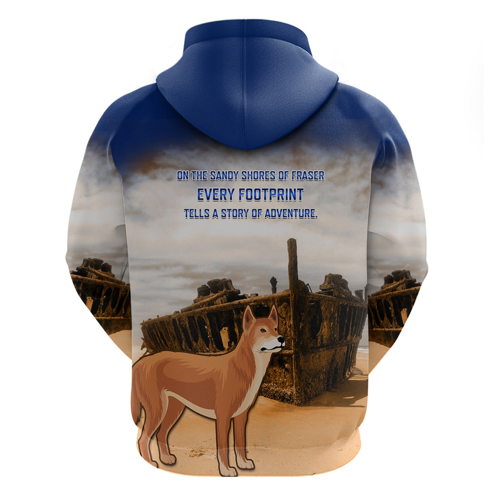 Australia Fraser Island Hoodie Dingo With Maheno Shipwreck K'gari Proud - Vibe Hoodie Shop