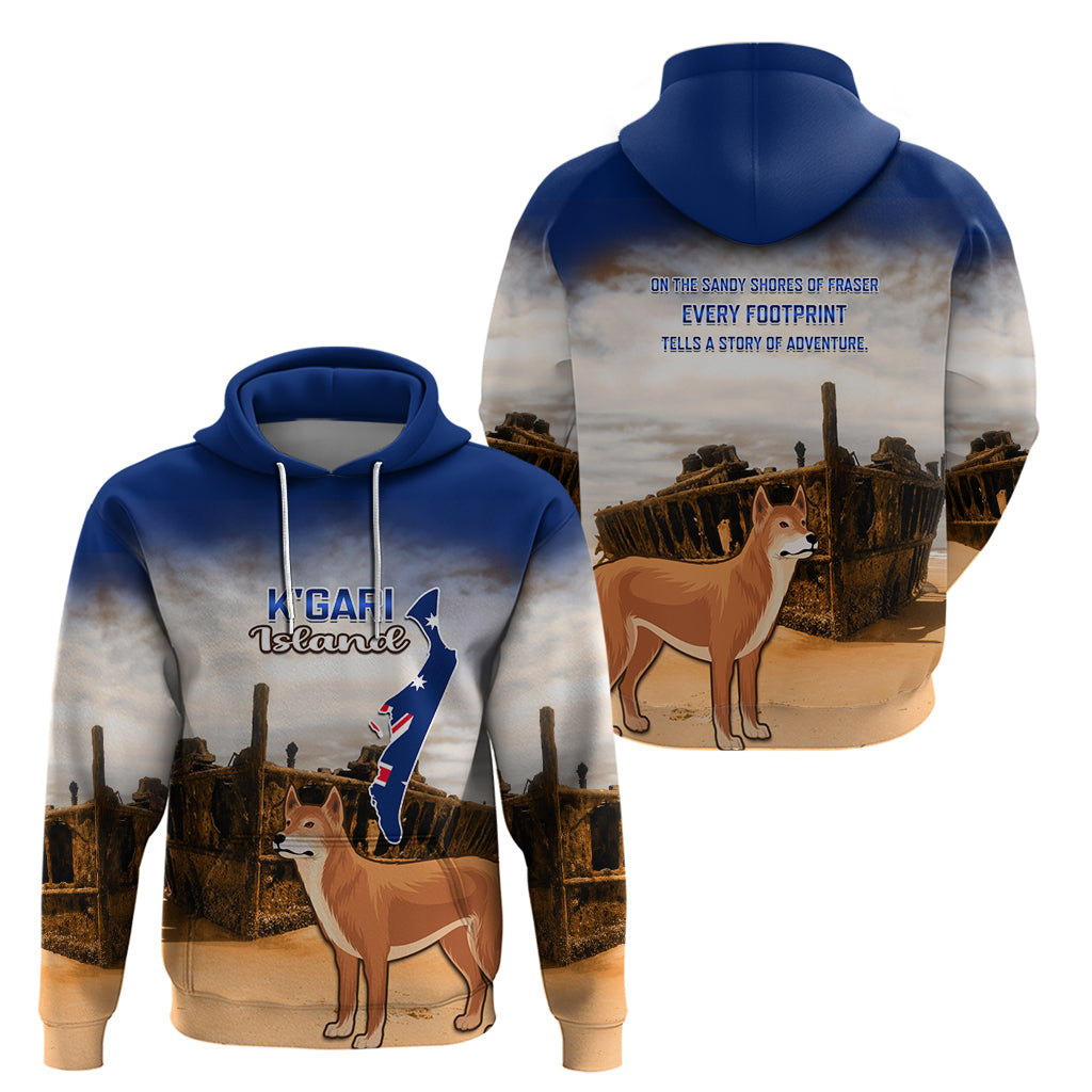 Australia Fraser Island Hoodie Dingo With Maheno Shipwreck K'gari Proud - Vibe Hoodie Shop