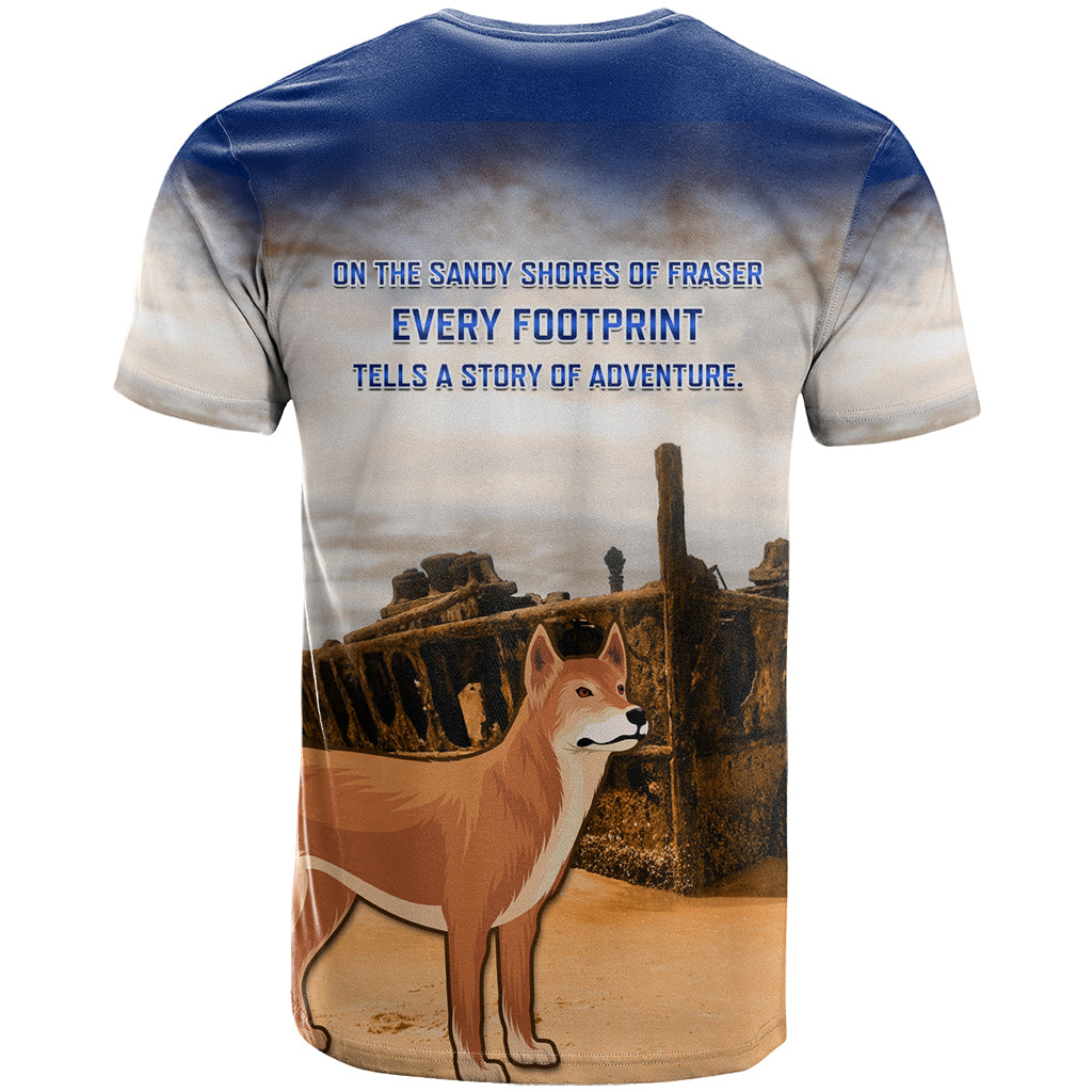 Australia Fraser Island T Shirt Dingo With Maheno Shipwreck K'gari Proud - Vibe Hoodie Shop