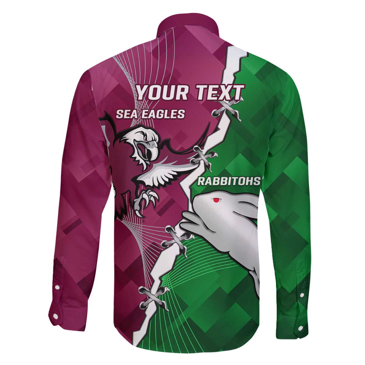 Personalised Rabbitohs And Eagles Rugby Family Matching Off Shoulder Short Dress and Hawaiian Shirt NRL 2024 Dynamic Together