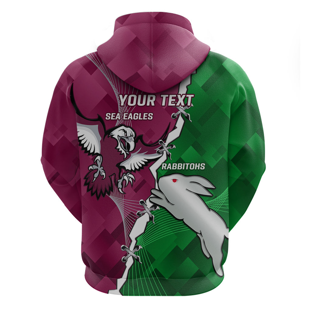Personalised Rabbitohs And Eagles Rugby Hoodie NRL 2024 Dynamic Together - Vibe Hoodie Shop