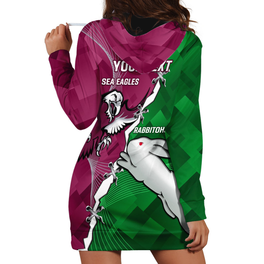 Personalised Rabbitohs And Eagles Rugby Hoodie Dress NRL 2024 Dynamic Together - Vibe Hoodie Shop
