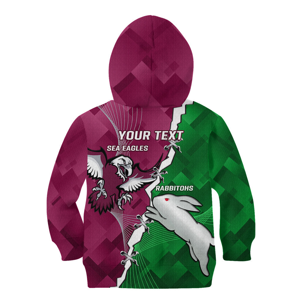 Personalised Rabbitohs And Eagles Rugby Kid Hoodie NRL 2024 Dynamic Together - Vibe Hoodie Shop