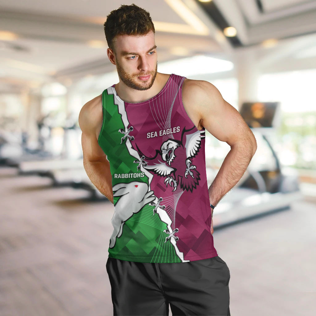 Personalised Rabbitohs And Eagles Rugby Men Tank Top NRL 2024 Dynamic Together - Vibe Hoodie Shop