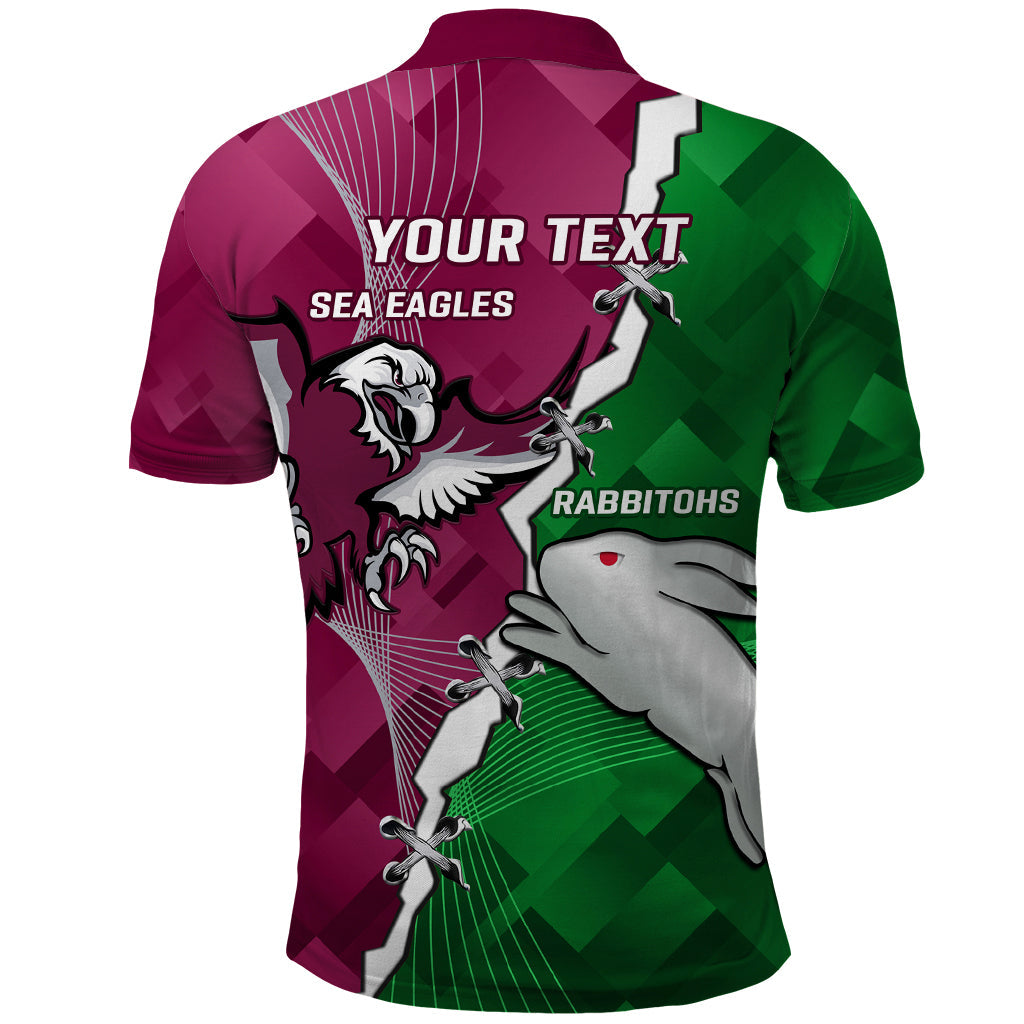 Personalised Rabbitohs And Eagles Rugby Polo Shirt NRL 2024 Dynamic Together - Vibe Hoodie Shop