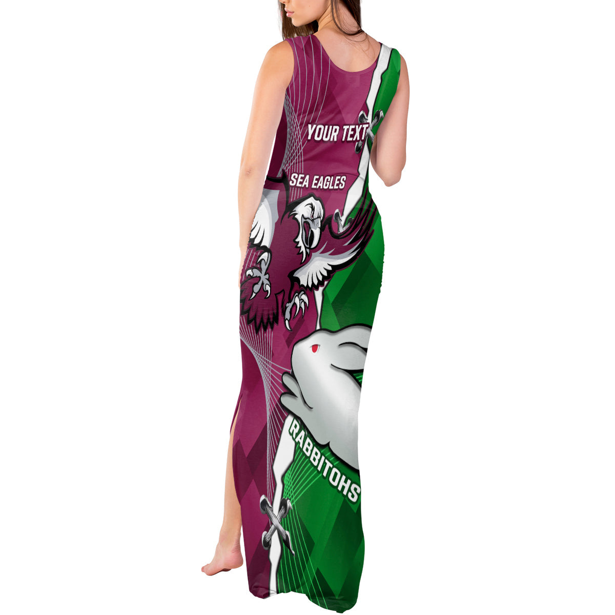 Personalised Rabbitohs And Eagles Rugby Tank Maxi Dress NRL 2024 Dynamic Together