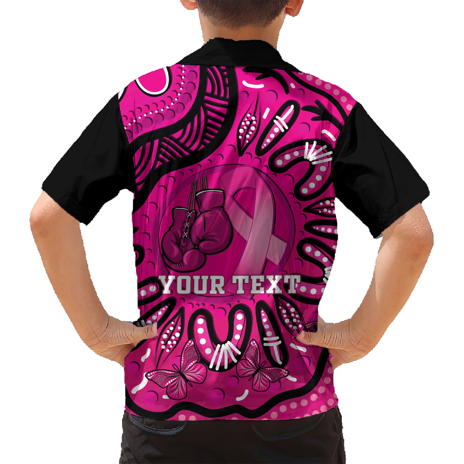 Personalised Australia Breast Cancer Hawaiian Shirt Pink Boxing Ribbon Be Strong And Fight On - Vibe Hoodie Shop