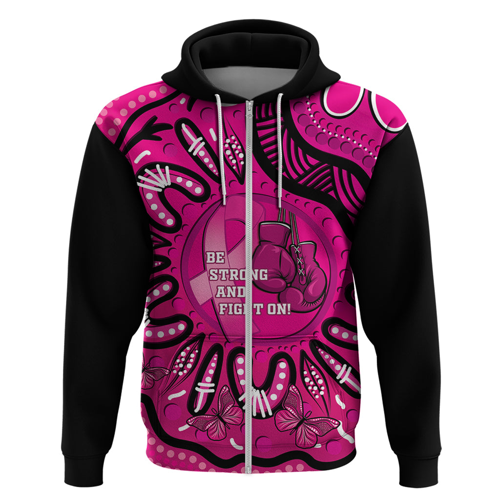 Personalised Australia Breast Cancer Hoodie Pink Boxing Ribbon Be Strong And Fight On - Vibe Hoodie Shop
