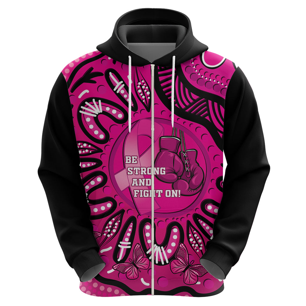 Personalised Australia Breast Cancer Hoodie Pink Boxing Ribbon Be Strong And Fight On - Vibe Hoodie Shop