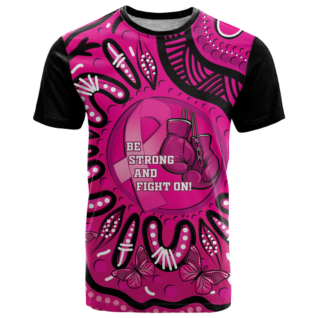 Personalised Australia Breast Cancer T Shirt Pink Boxing Ribbon Be Strong And Fight On - Vibe Hoodie Shop