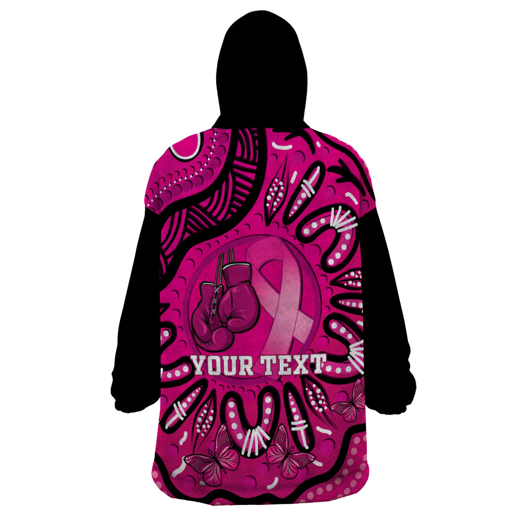 Personalised Australia Breast Cancer Wearable Blanket Hoodie Pink Boxing Ribbon Be Strong And Fight On - Vibe Hoodie Shop