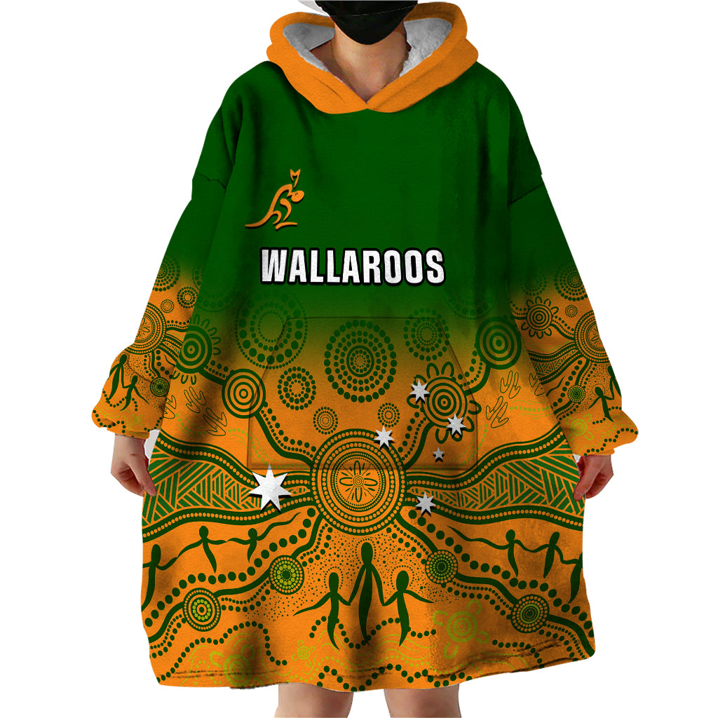 Personalised Australia Rugby Wearable Blanket Hoodie Go Wallaroos Pacific Indigenous Version 2023 - Vibe Hoodie Shop