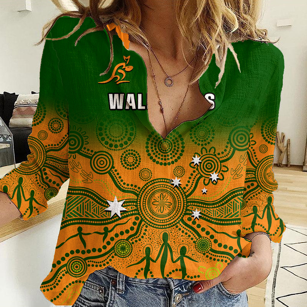 Personalised Australia Rugby Women Casual Shirt Go Wallaroos Pacific Indigenous Version 2023 - Vibe Hoodie Shop