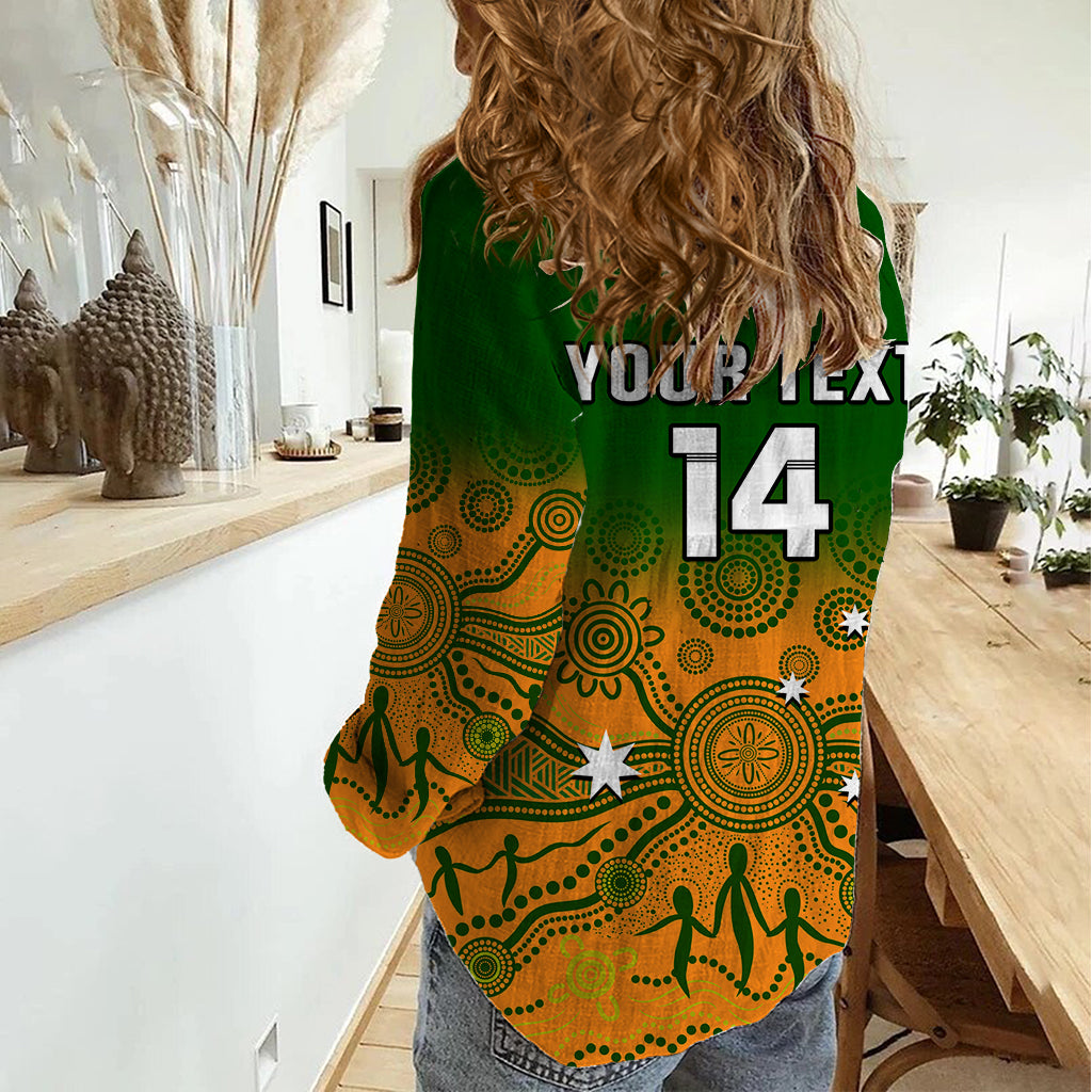 Personalised Australia Rugby Women Casual Shirt Go Wallaroos Pacific Indigenous Version 2023 - Vibe Hoodie Shop