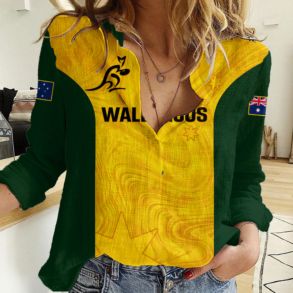 Personalised Australia Rugby Women Casual Shirt Go Wallaroos Pacific Simple Version 2023 - Vibe Hoodie Shop