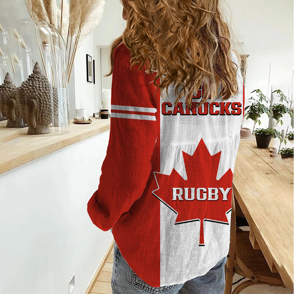 Canada Rugby Women Casual Shirt Go Canucks Maple Leaf Pacific  2023 - Vibe Hoodie Shop