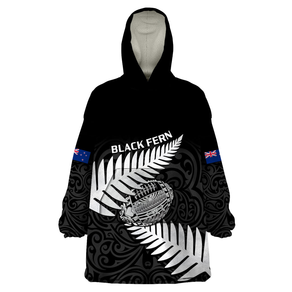 Aotearoa Rugby Wearable Blanket Hoodie Go Black Fern Pacific NZ Maori 2023 - Vibe Hoodie Shop