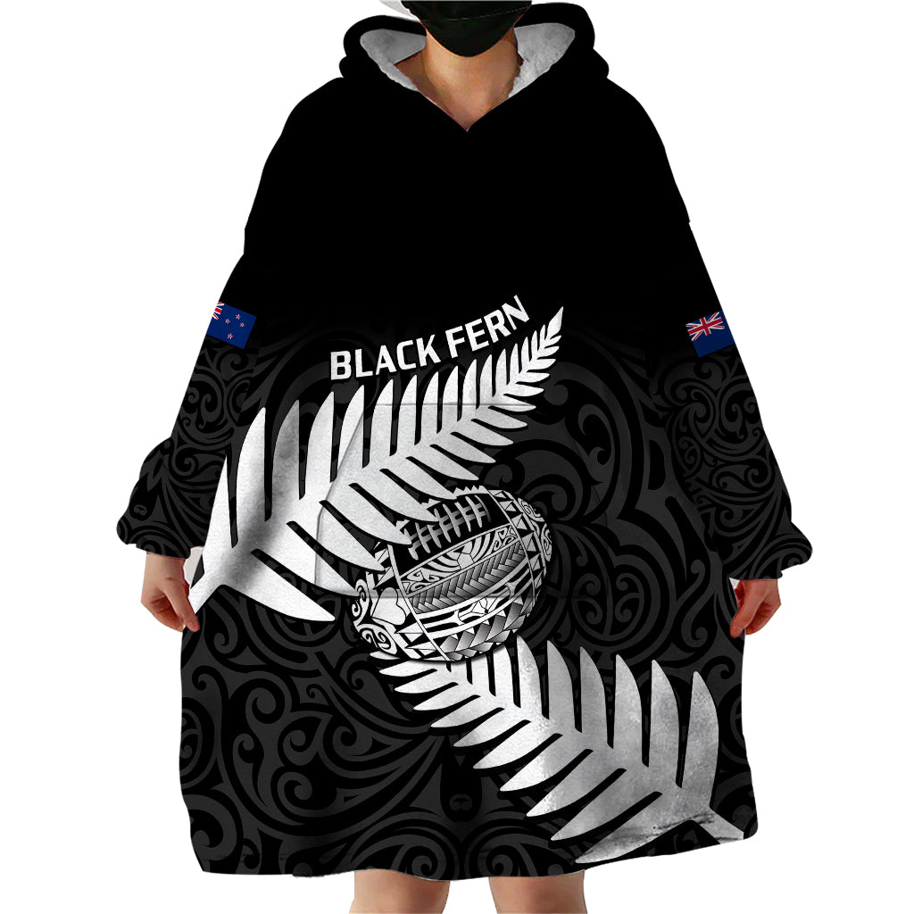 Aotearoa Rugby Wearable Blanket Hoodie Go Black Fern Pacific NZ Maori 2023 - Vibe Hoodie Shop