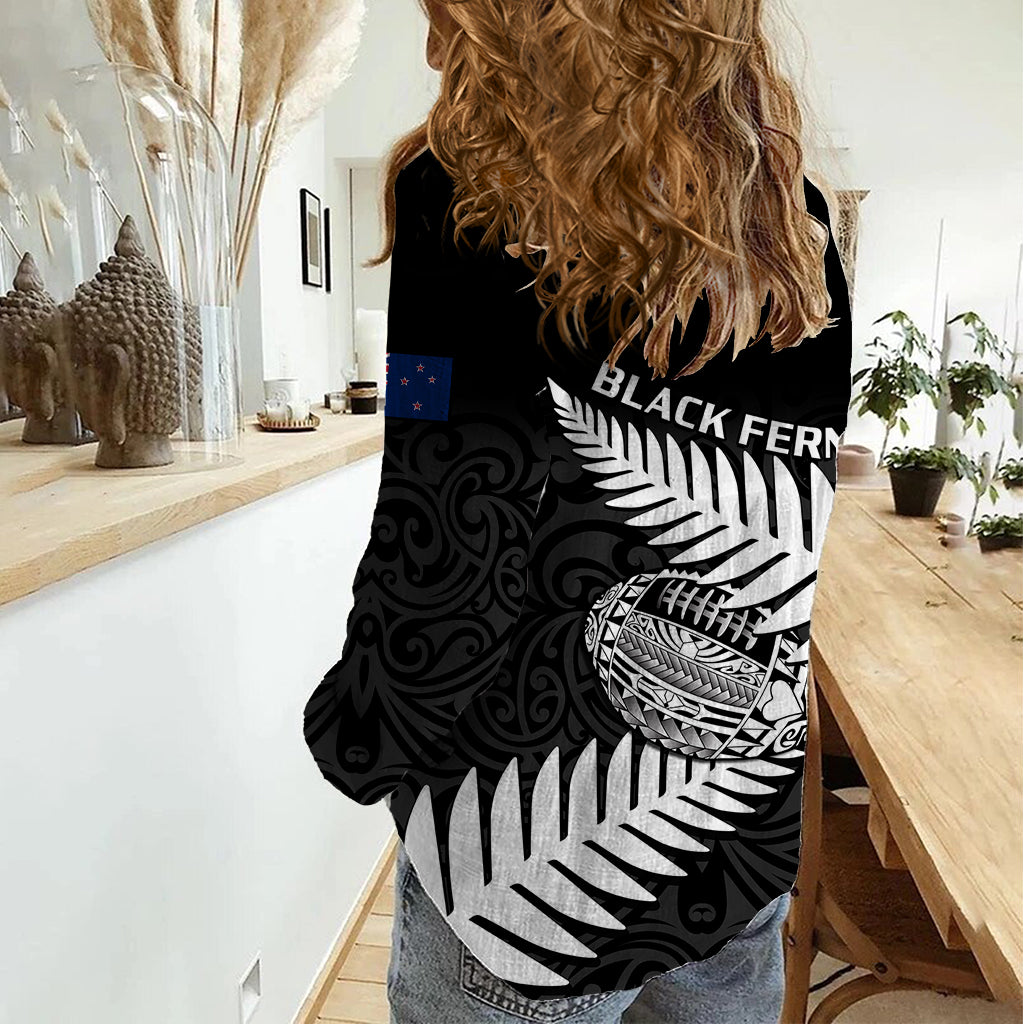 Aotearoa Rugby Women Casual Shirt Go Black Fern Pacific NZ Maori 2023 - Vibe Hoodie Shop