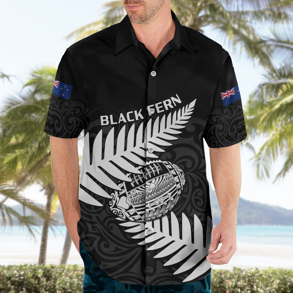 Personalised Aotearoa Rugby Hawaiian Shirt Go Black Fern Pacific NZ Maori 2023 - Vibe Hoodie Shop