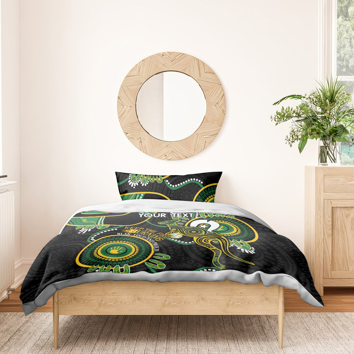 Custom Matildas NAIDOC Week Bedding Set Australia Kangaroo Keep The Fire Burning - Black - Vibe Hoodie Shop