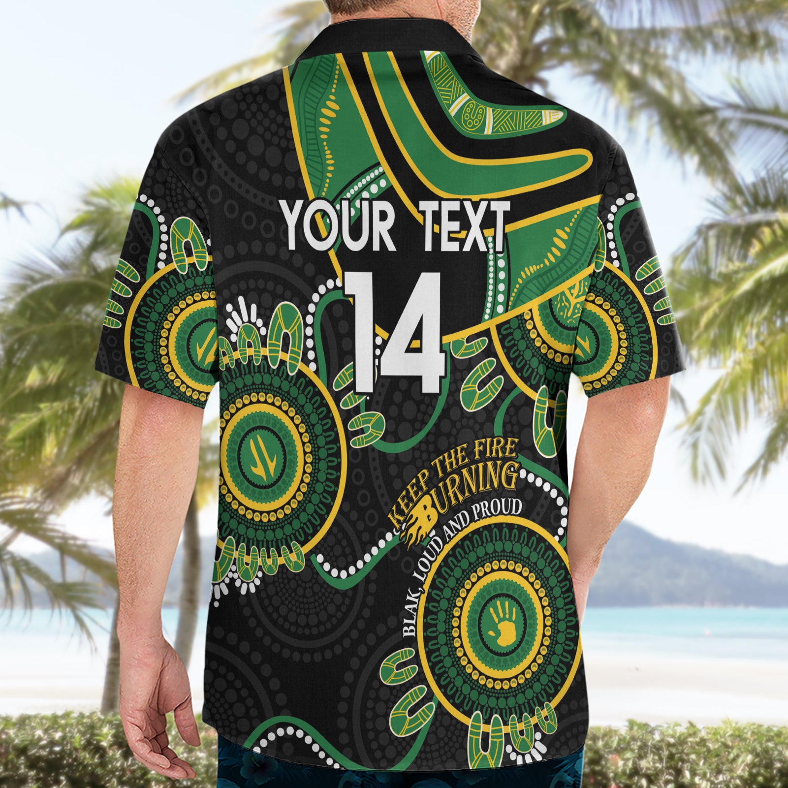 Custom Matildas NAIDOC Week Hawaiian Shirt Australia Kangaroo Keep The Fire Burning - Black - Vibe Hoodie Shop