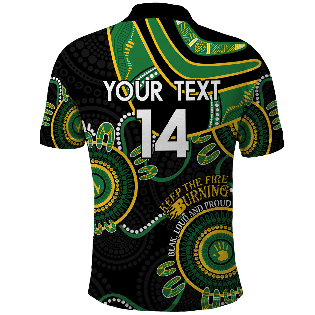 Custom Matildas NAIDOC Week Polo Shirt Australia Kangaroo Keep The Fire Burning - Black - Vibe Hoodie Shop