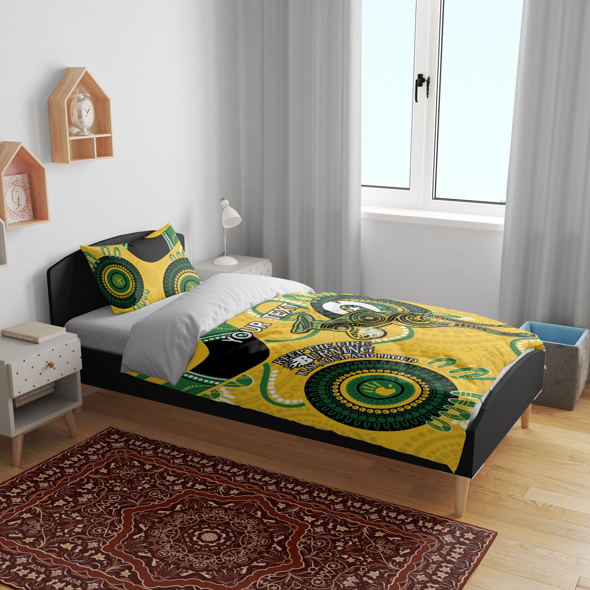 Custom Matildas NAIDOC Week Bedding Set Australia Kangaroo Keep The Fire Burning - Yellow - Vibe Hoodie Shop