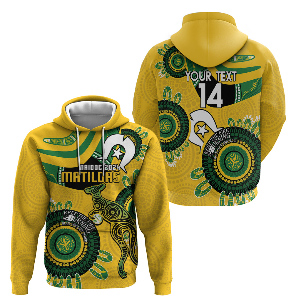Custom Matildas NAIDOC Week Hoodie Australia Kangaroo Keep The Fire Burning - Yellow - Vibe Hoodie Shop