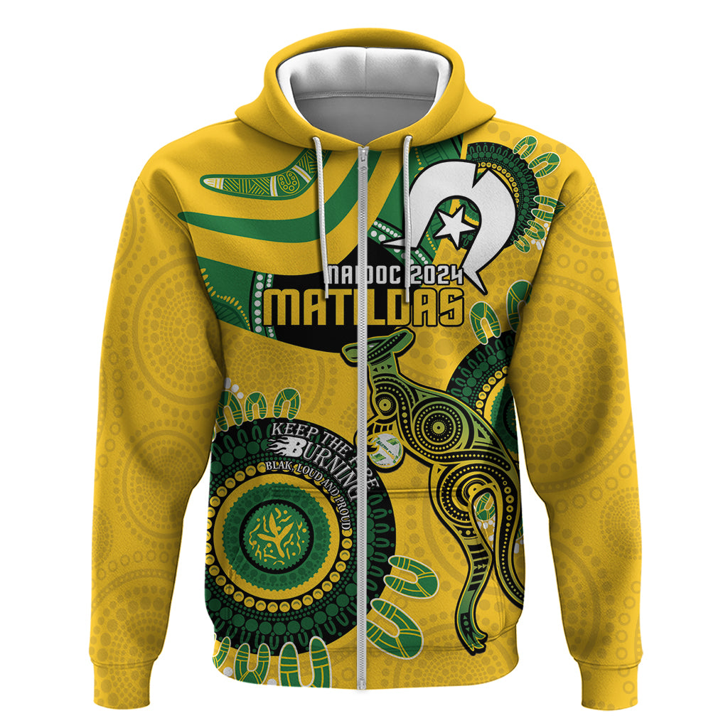 Custom Matildas NAIDOC Week Hoodie Australia Kangaroo Keep The Fire Burning - Yellow - Vibe Hoodie Shop