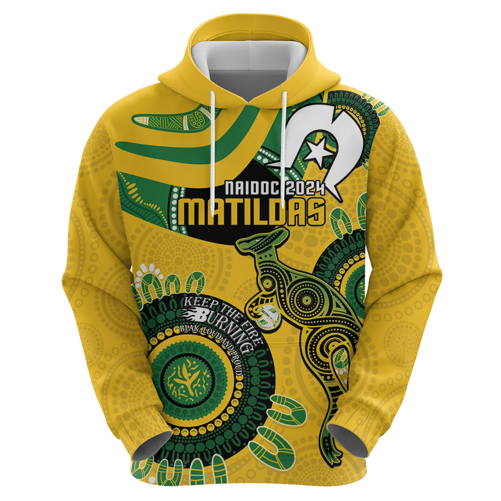 Custom Matildas NAIDOC Week Hoodie Australia Kangaroo Keep The Fire Burning - Yellow - Vibe Hoodie Shop