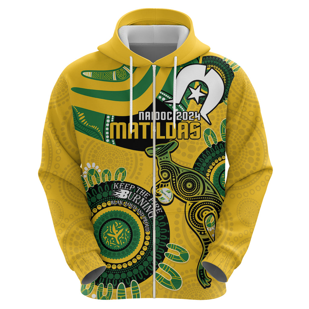 Custom Matildas NAIDOC Week Hoodie Australia Kangaroo Keep The Fire Burning - Yellow - Vibe Hoodie Shop