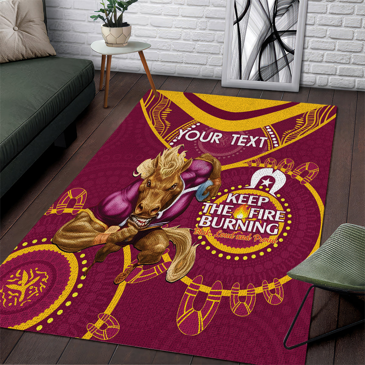 Custom NRL Broncos NAIDOC Week Area Rug Keep The Fire Burning Indigenous Art - Vibe Hoodie Shop